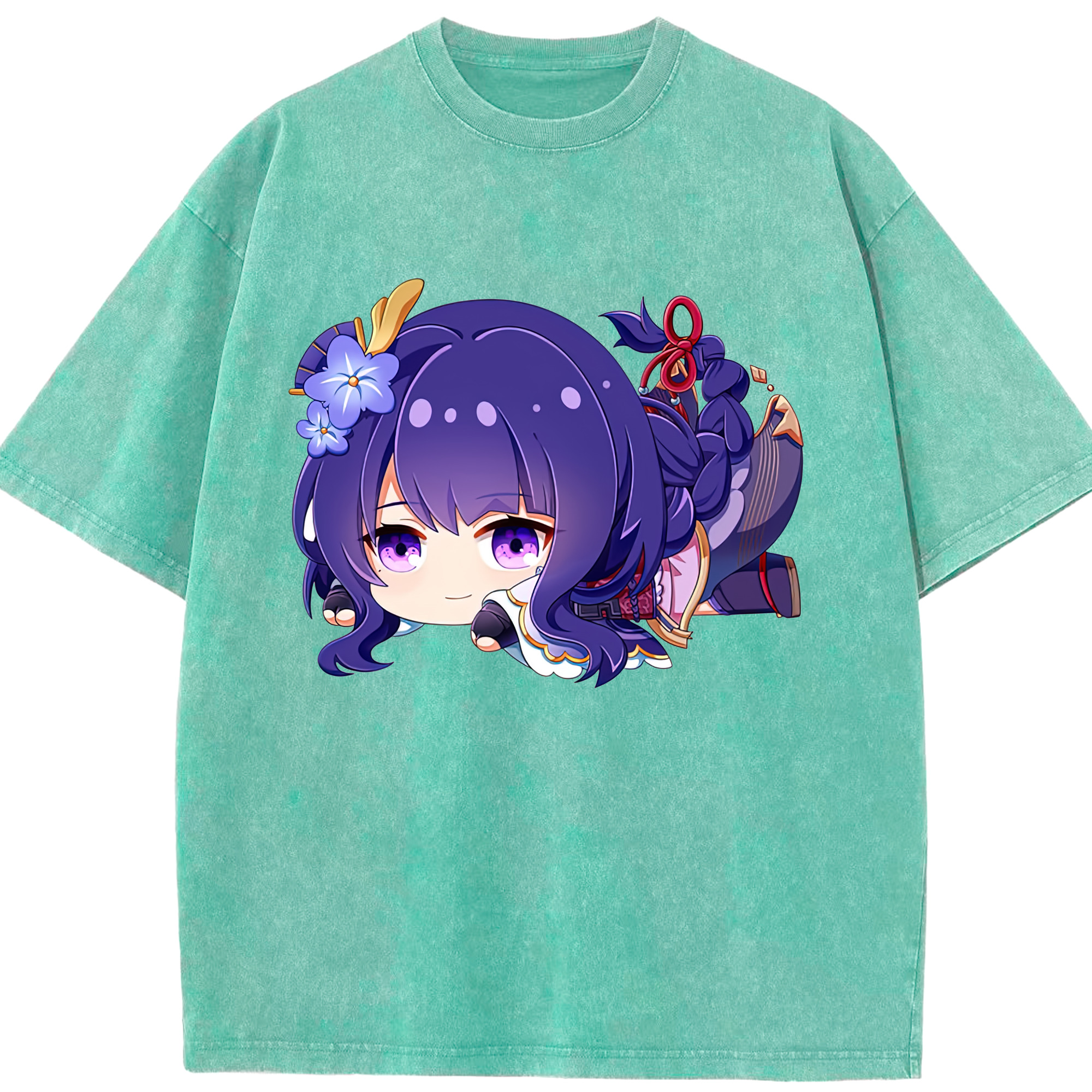 げんし神 雷電将軍 らいでんしょうぐん genshin Raiden Shogun 綿100% ヴィンテージ風 半袖Tシャツ（フロントプリント）